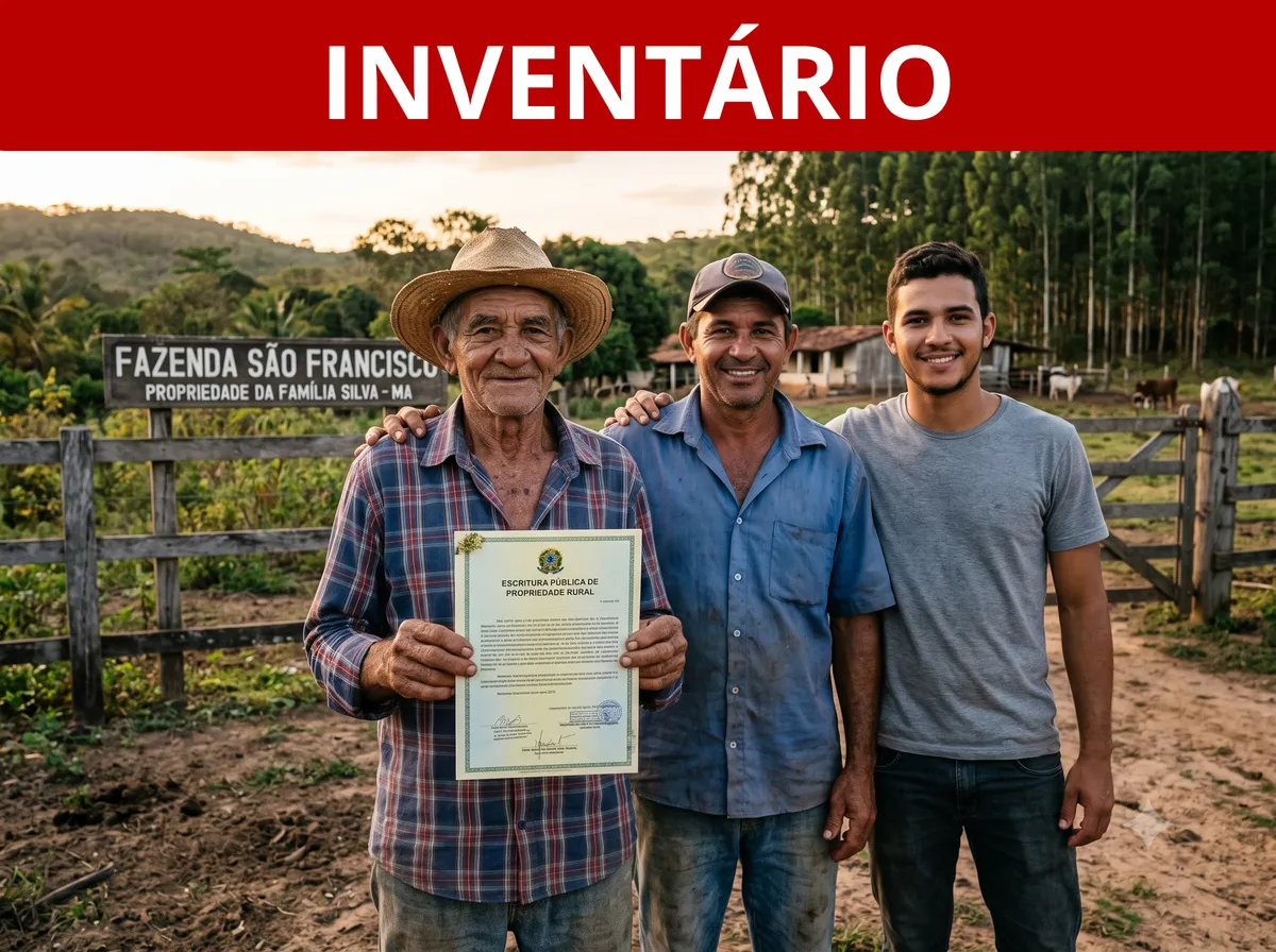 Família rural recebendo a escritura pública de inventário extrajudicial