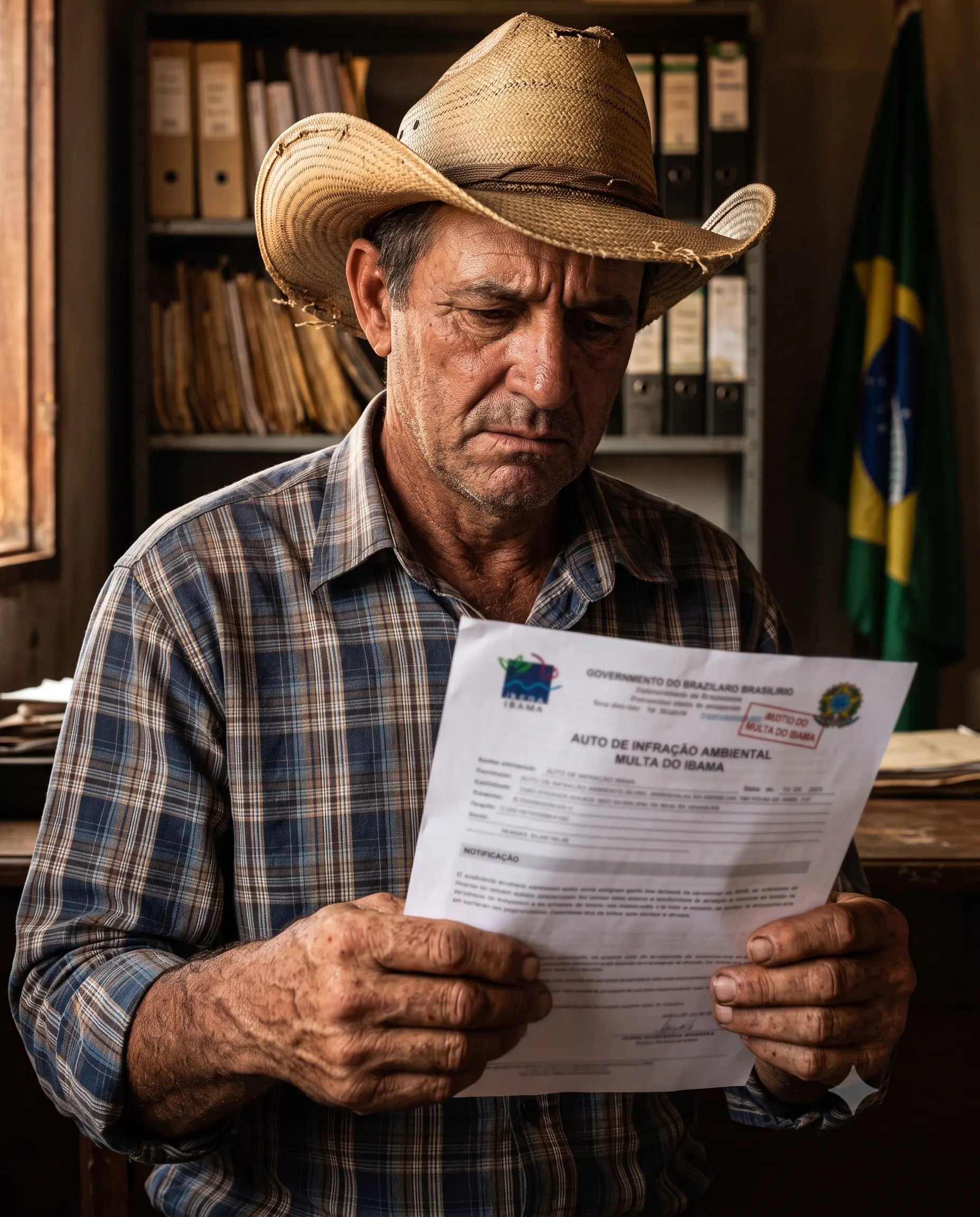 Produtor rural preocupado com notificação oficial